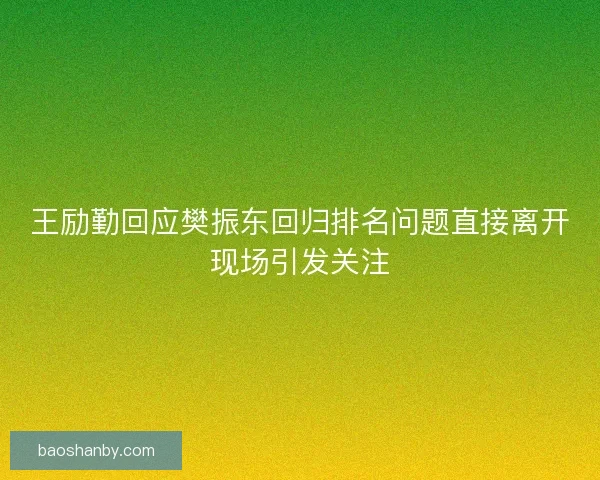王励勤回应樊振东回归排名问题直接离开现场引发关注